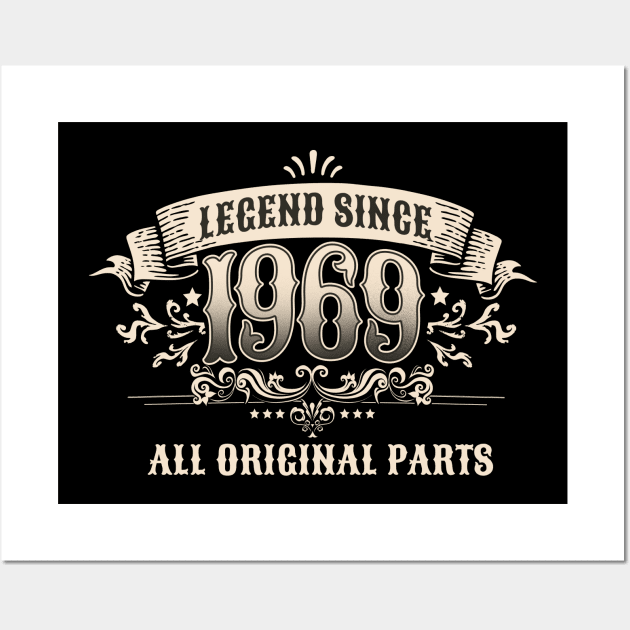 Retro Vintage Birthday Legend Since 1969 All Original Parts Wall Art by star trek fanart and more